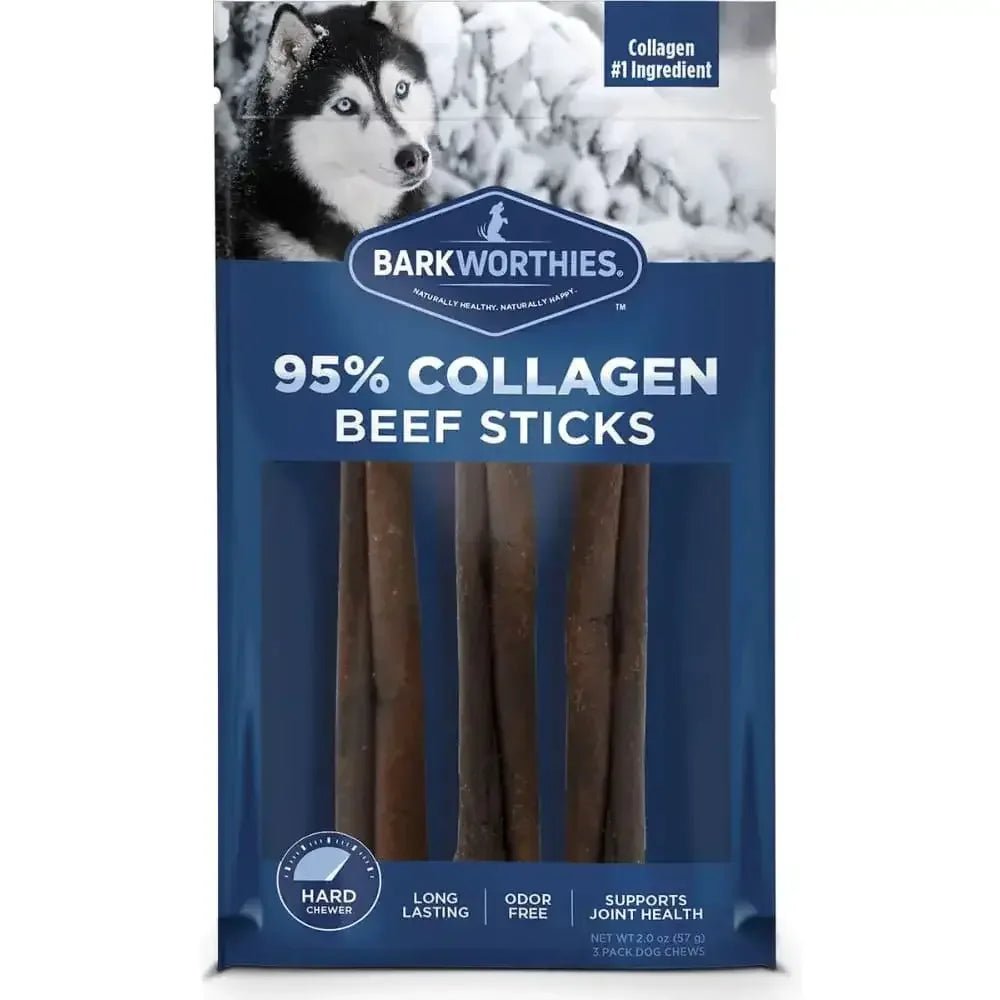 Barkworthies Collagen Beef Sticks Plain 6" 3pk - Talis Us