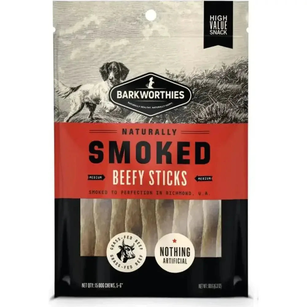 Barkworthies Smoked Beef Stick Dog Treats 15pk - Talis Us
