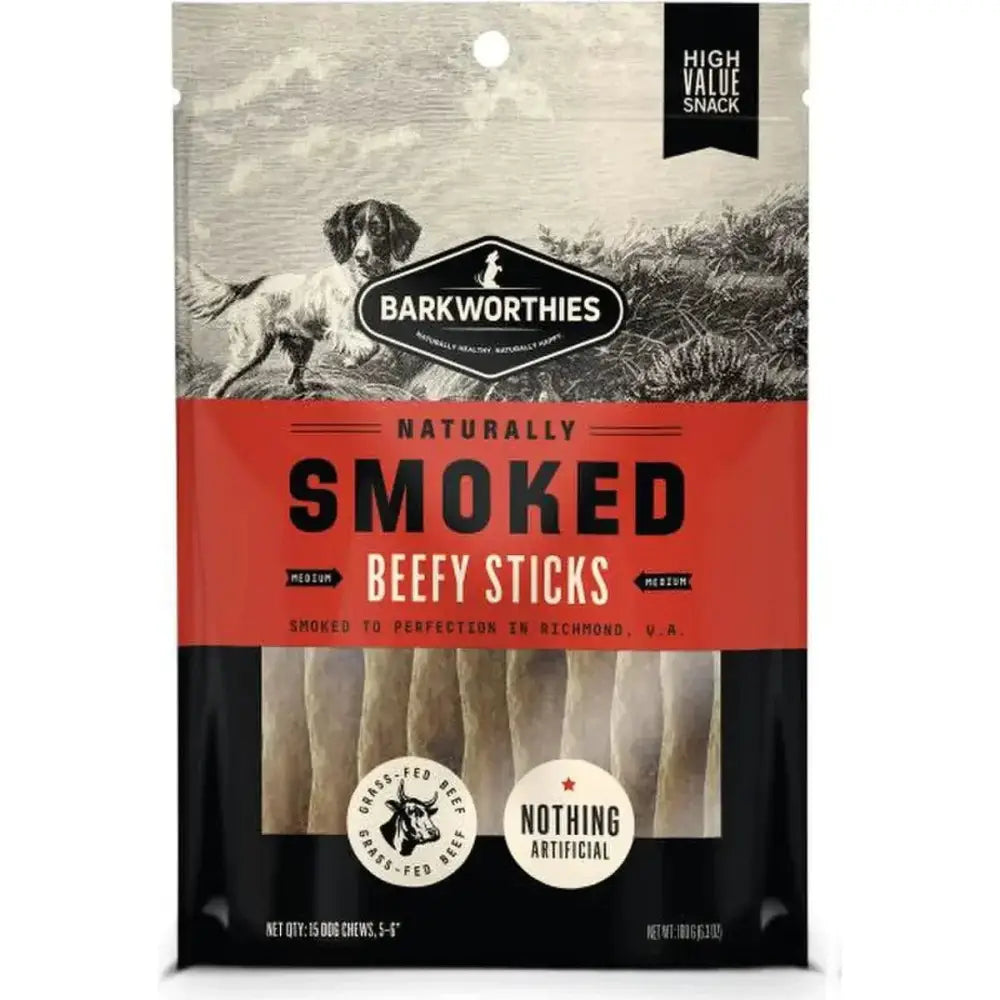 Barkworthies Smoked Beef Stick Dog Treats 15pk - Talis Us