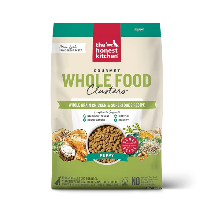 The Honest Kitchen Human Grade Food Clusters Whole Grain Chicken & Oat Recipe Puppy Blend Dog Food 4 Lb