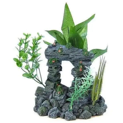 Blue Ribbon Exotic Environments Rock Arch With Plants Medium Blue Ribbon Pet