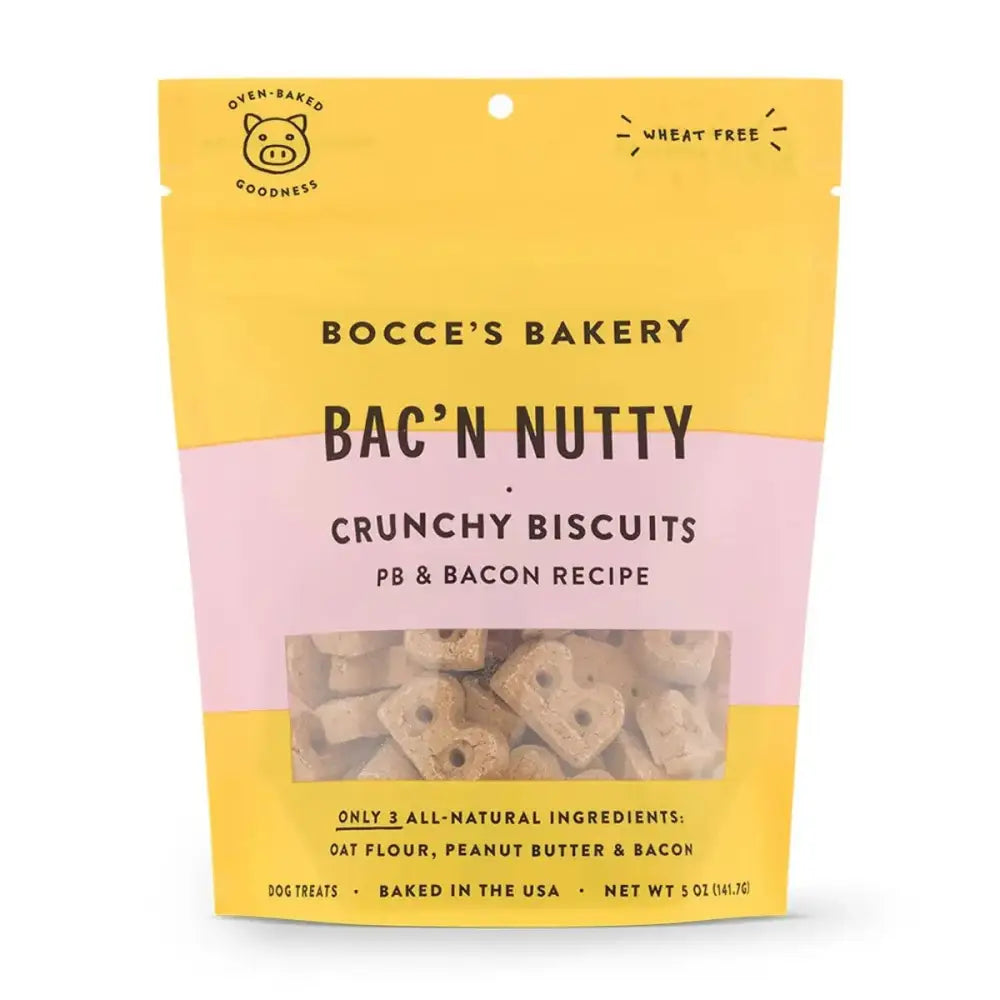 Bocce's Bakery Bac'N Nutty 5oz Biscuit Bags Dog Treats - Talis Us