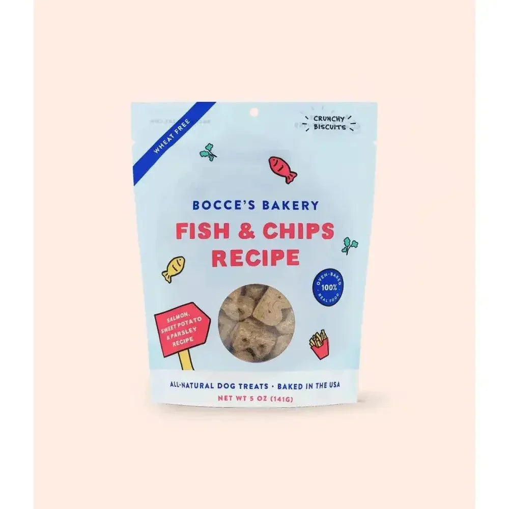 Bocce's Bakery Fish & Chips 5oz Biscuits Dog Treats - Talis Us