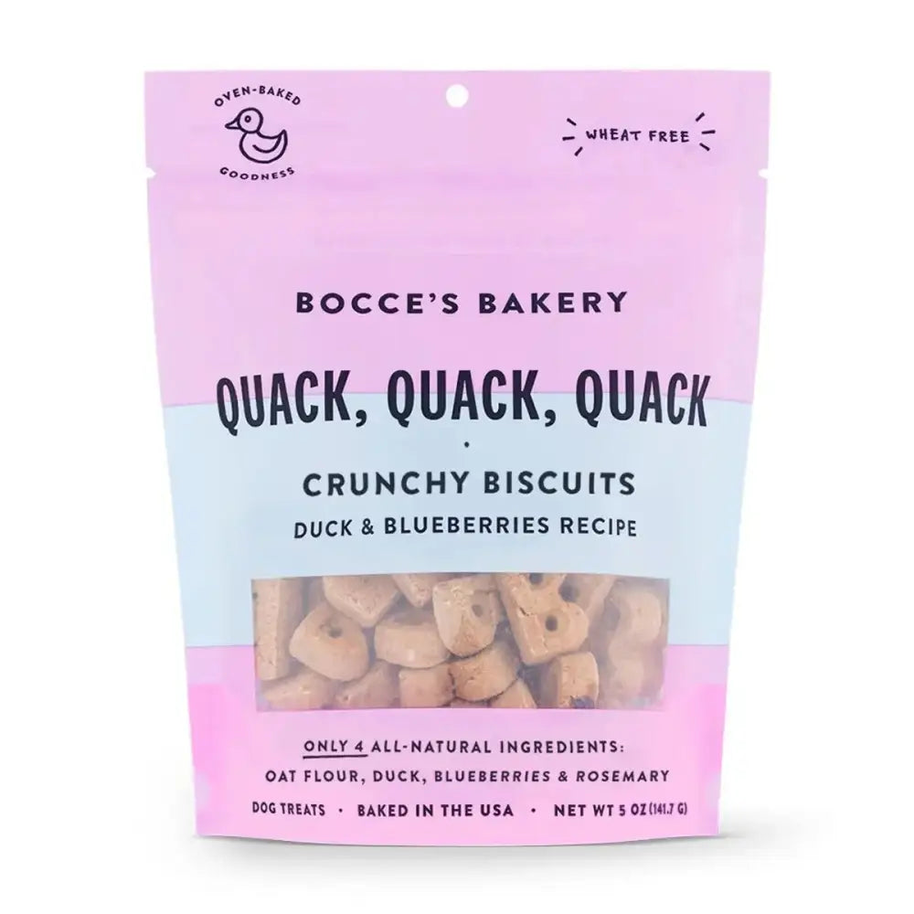 Bocce's Bakery Quack Quack Quack 5oz Biscuit Bags Dog Treats - Talis Us
