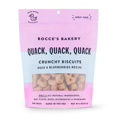 Bocce's Bakery Quack Quack Quack 5oz Biscuit Bags Dog Treats - Talis Us