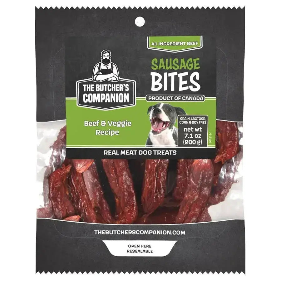 The Butcher's Companion Dog Treats Beef & Veggie Recipe Sausage Bites 7.1oz - Talis Us