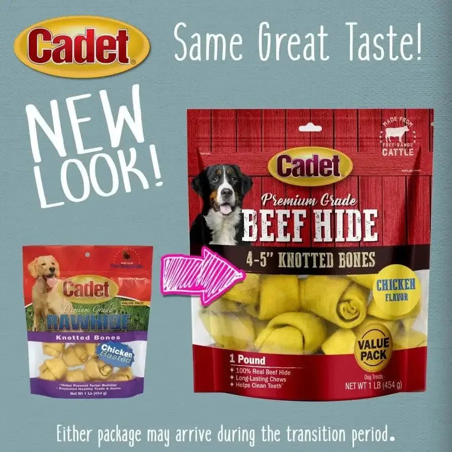 Cadet Beef Hide Knotted Dog Chews 4 - 5 in, 1 lb - Talis Us
