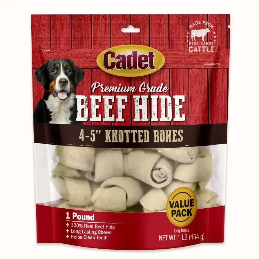 Cadet Beef Hide Knotted Dog Chews 4 - 5 in, 1 lb - Talis Us