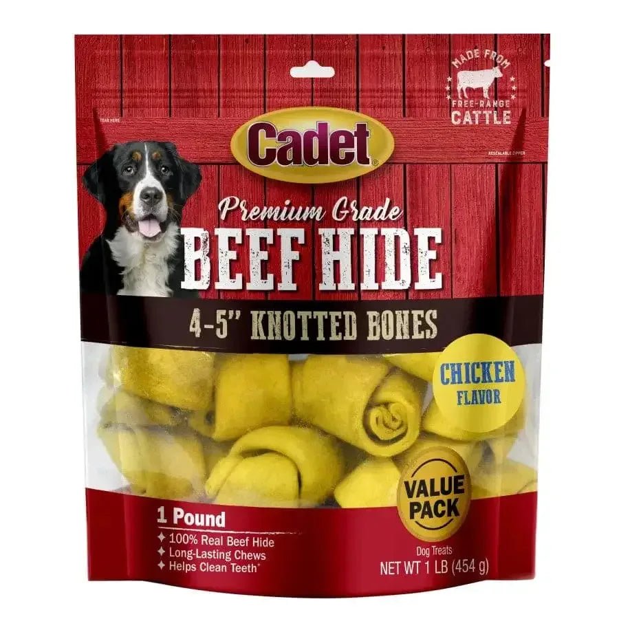 Cadet Beef Hide Knotted Dog Chews 4 - 5 in, 1 lb - Talis Us