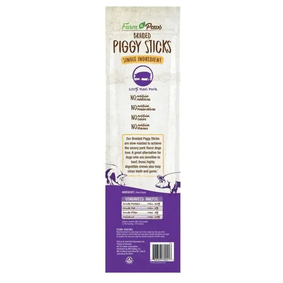 Cadet Farm to Paws Braided Piggy Sticks - Natural Dog Treats - Talis Us