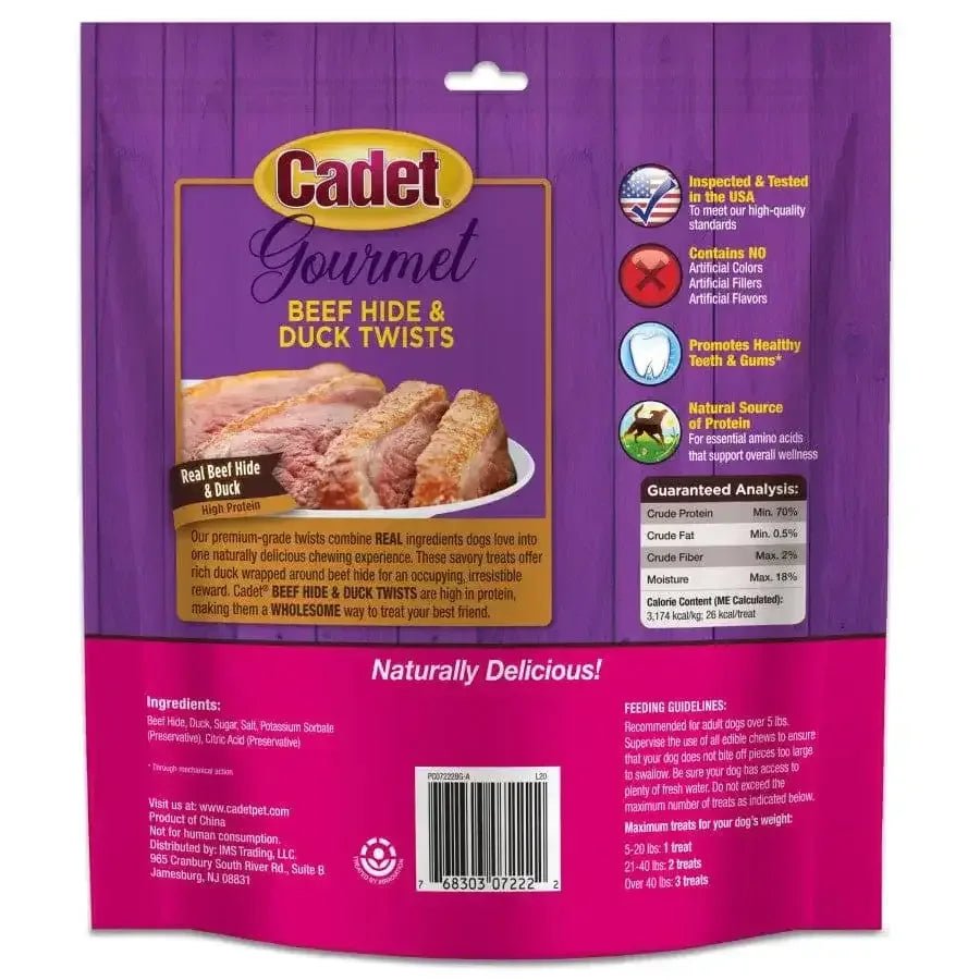 Cadet Gourmet Beef Hide & Duck Dog Twist Sticks - Talis Us