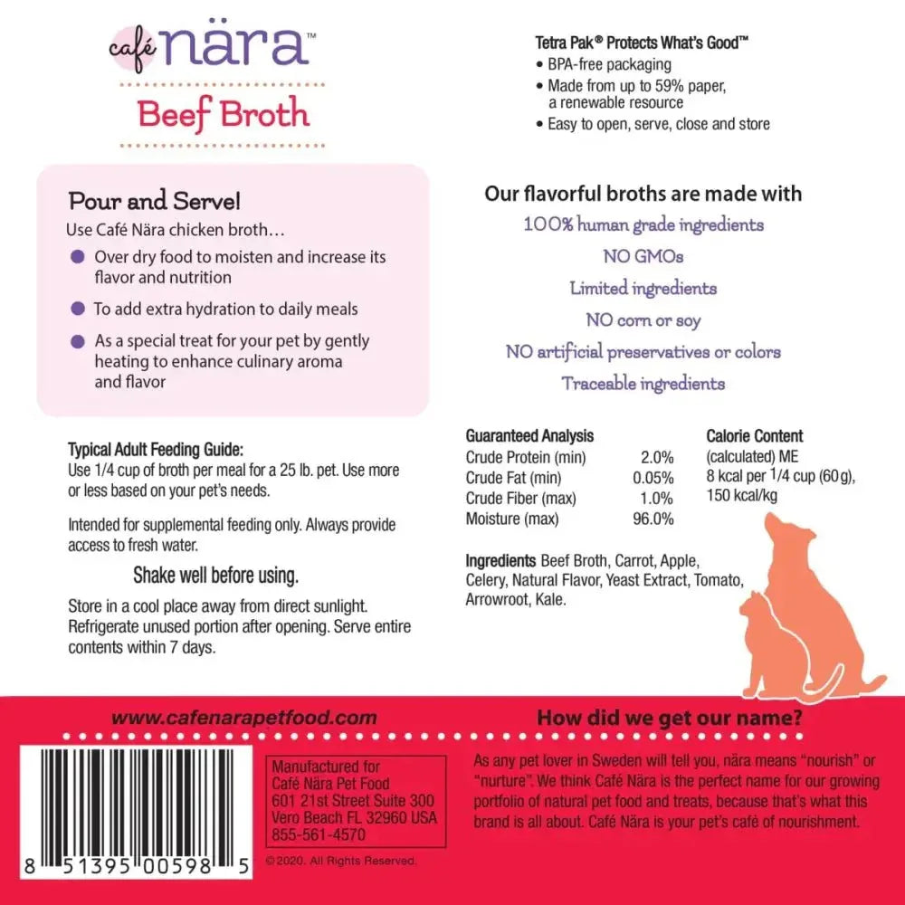 Cafe Nara Beef Broth for Dogs and Cats - Natural Meal Topper 1.1 lb - Talis Us