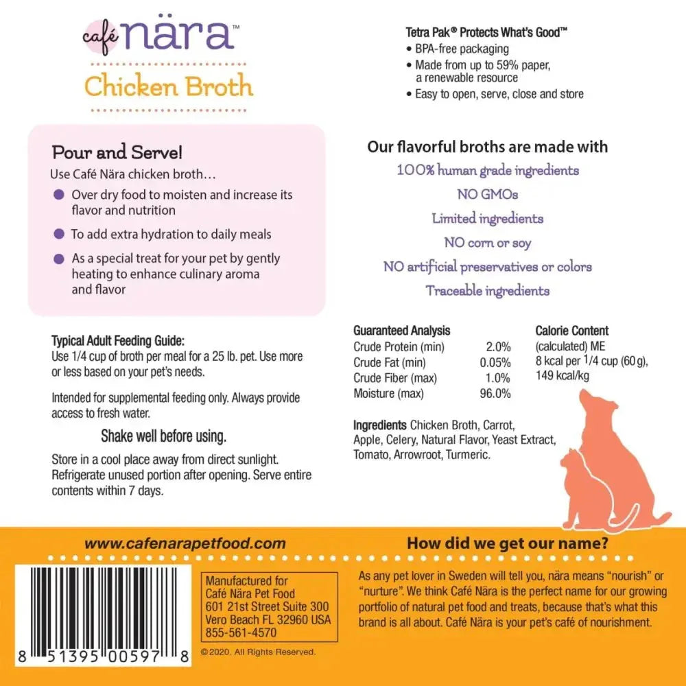 Cafe Nara Chicken Broth for Dogs and Cats 1.1 lb - Talis Us