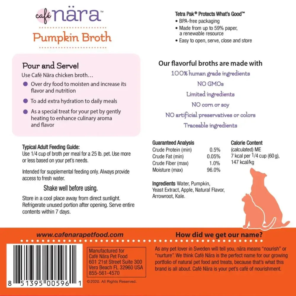 Cafe Nara Pumpkin Broth for Dogs and Cats 1.1 lb - Talis Us