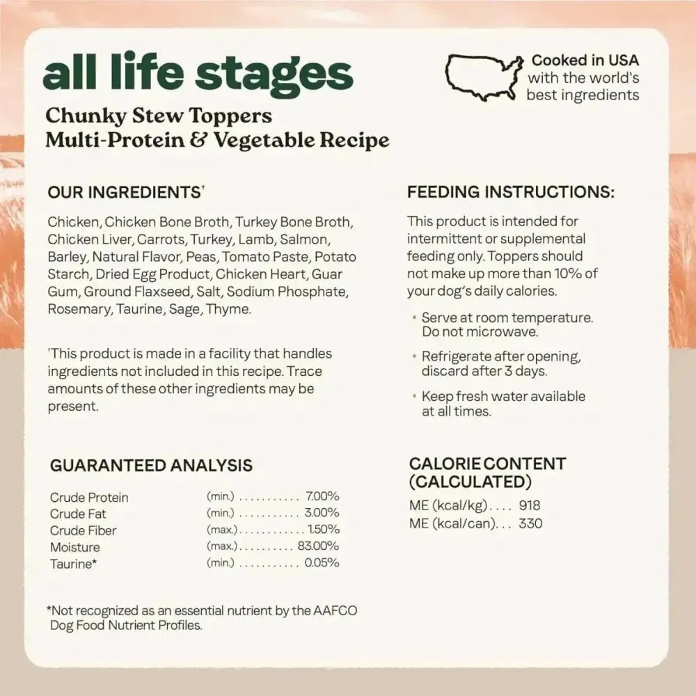 CANIDAE All Life Stages Chunky Stew Toppers Wet Dog Food 6ea/12.7 oz - Talis Us