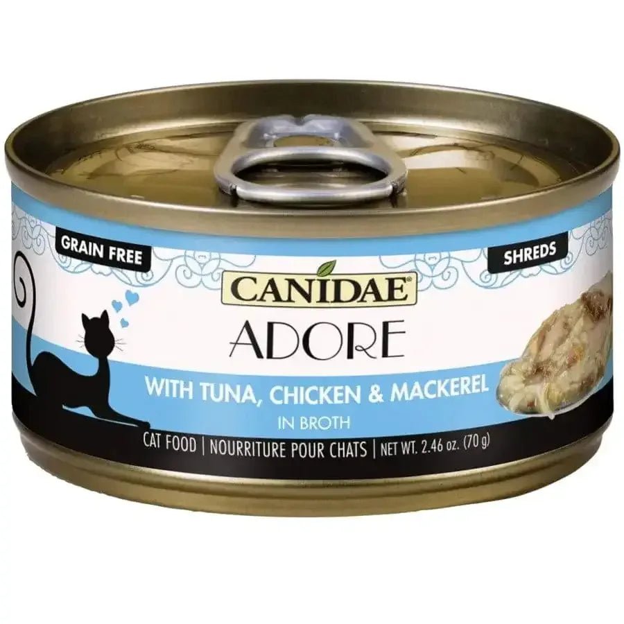 CANIDAE Pure Adore Wet Cat Food Tuna, Chicken & Mackerel in Broth, 24ea/2.46 oz - Talis Us