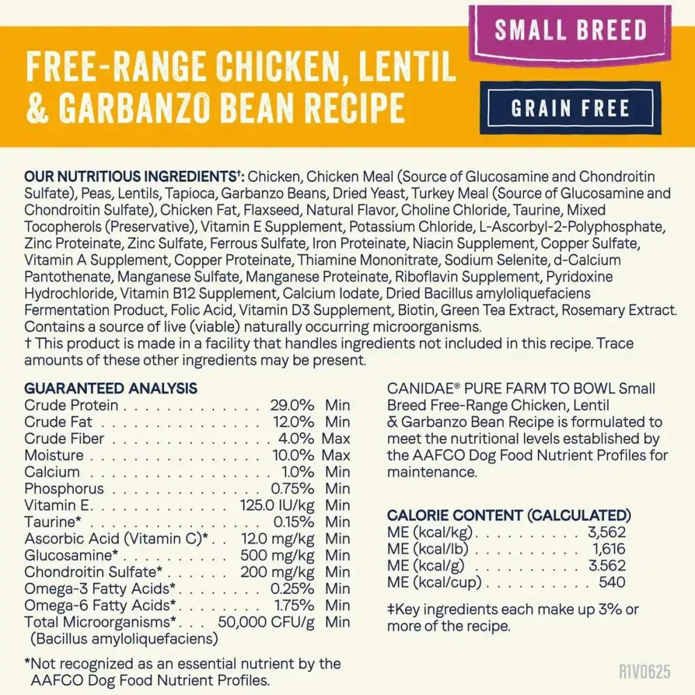 CANIDAE PURE Farm to Bowl Small Breed Chicken Dry Dog Food - Talis Us