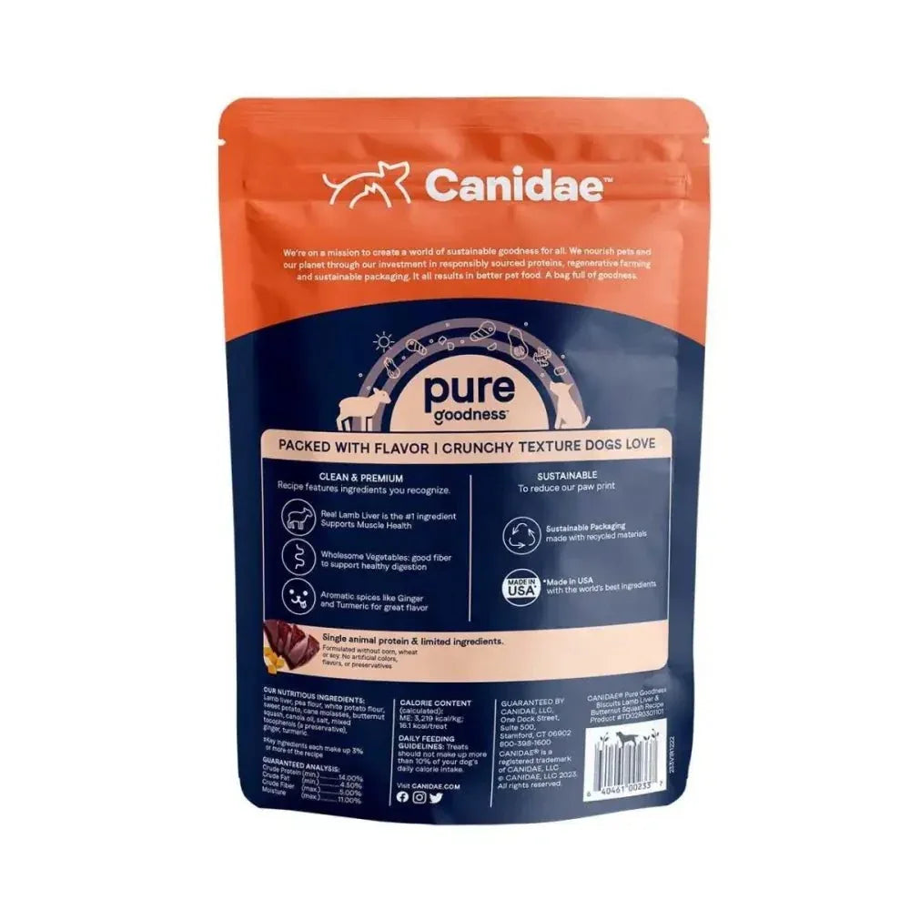 CANIDAE PURE Goodness Grain Free Biscuit with Lamb Liver & Butternut Squash Dog Treats 11 oz - Talis Us