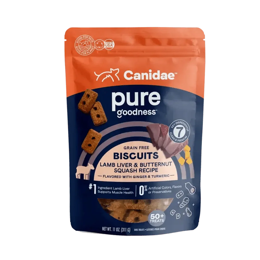 CANIDAE PURE Goodness Grain Free Biscuit with Lamb Liver & Butternut Squash Dog Treats 11 oz - Talis Us