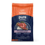 A bag of CANIDAE PURE Grain-Free Real Bison, Lentil & Carrot Recipe Dry Dog Food for adults, in orange and dark blue packaging with images of raw meat, lentils, and carrots on the front.