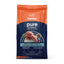 A bag of CANIDAE PURE Grain-Free Real Lamb, Goat & Venison Meals Recipe Good Dry Dog Food features adults’ nutrition in orange and blue packaging with raw meat and peas images, highlighting its grain-free formula.