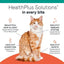 A cat sits center with text: beautiful skin and coat, healthy digestion, immune support, and healthy joints—ideal for sensitive felines. Heading reads HealthPlus Solutions in every bite. CANIDAE PURE Ocean Indoor Formula with Tuna.