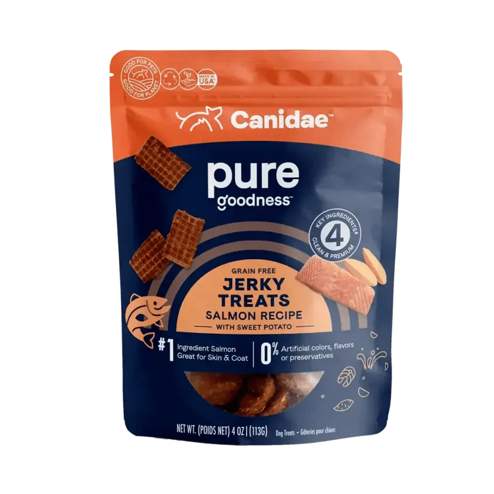 CANIDAE PURE Salmon Jerky w/Sweet Potato Dog Treats 4 oz - Talis Us