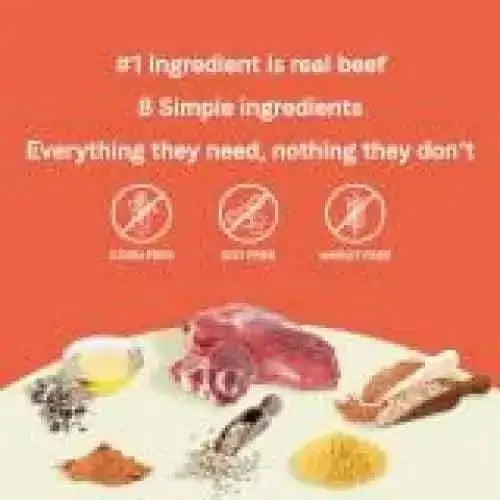 Infographic: CANIDAE PURE with Wholesome Grains Real Beef & Barley Recipe—made with real beef as the #1 ingredient and just 8 simple ingredients. No corn, soy, or wheat. Complete nutrition for your dog from CANIDAE.