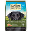 A bag of CANIDAE Under The Sun Grain-Free Chicken Recipe Dry Dog Food with a black dog’s face, green background, and text showcasing real chicken, farm-grown ingredients, fruits, and vegetables.