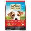 A bag of CANIDAE Under The Sun Grain-Free Lamb Recipe Dry Dog Food shows a dog’s face and packaging with “Grain Free Recipe,” “Made with Real Lamb,” and images of farm-grown vegetables and lamb. Brand: CANIDAE.