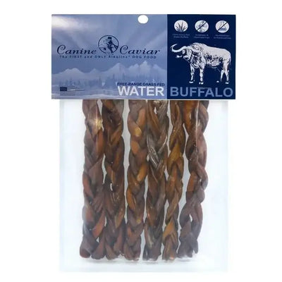 Canine Caviar Water Buffalo Stix Braidedt Dog Treats 6pk, 6" - Talis Us