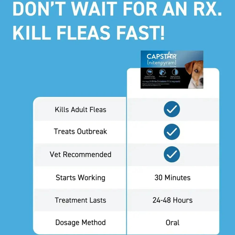 Capstar Flea Tablets for Small Dogs - Fast Acting Relief 11.4 Mg Each, 6 Tablets - Talis Us