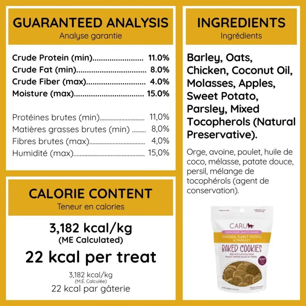 Caru Chicken, Sweet Potato & Parsley Baked Cookie Dog Treats 4 oz - Talis Us