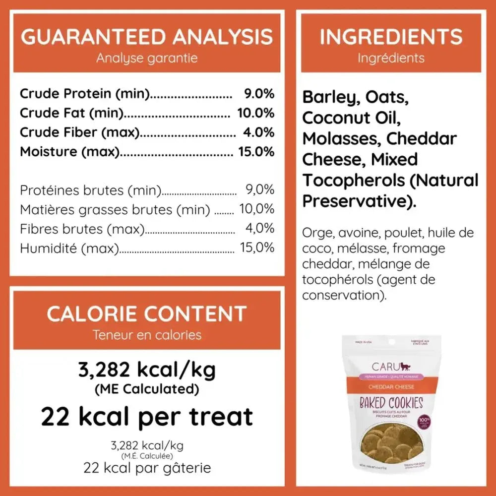 Caru Pet Food Cheddar Cheese Dog Cookies - Baked Treats 4 oz - Talis Us