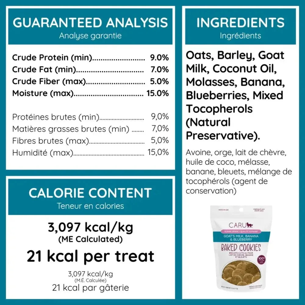 Caru Pet Food Goat Milk Dog Treats with Banana & Blueberry 4 oz - Talis Us