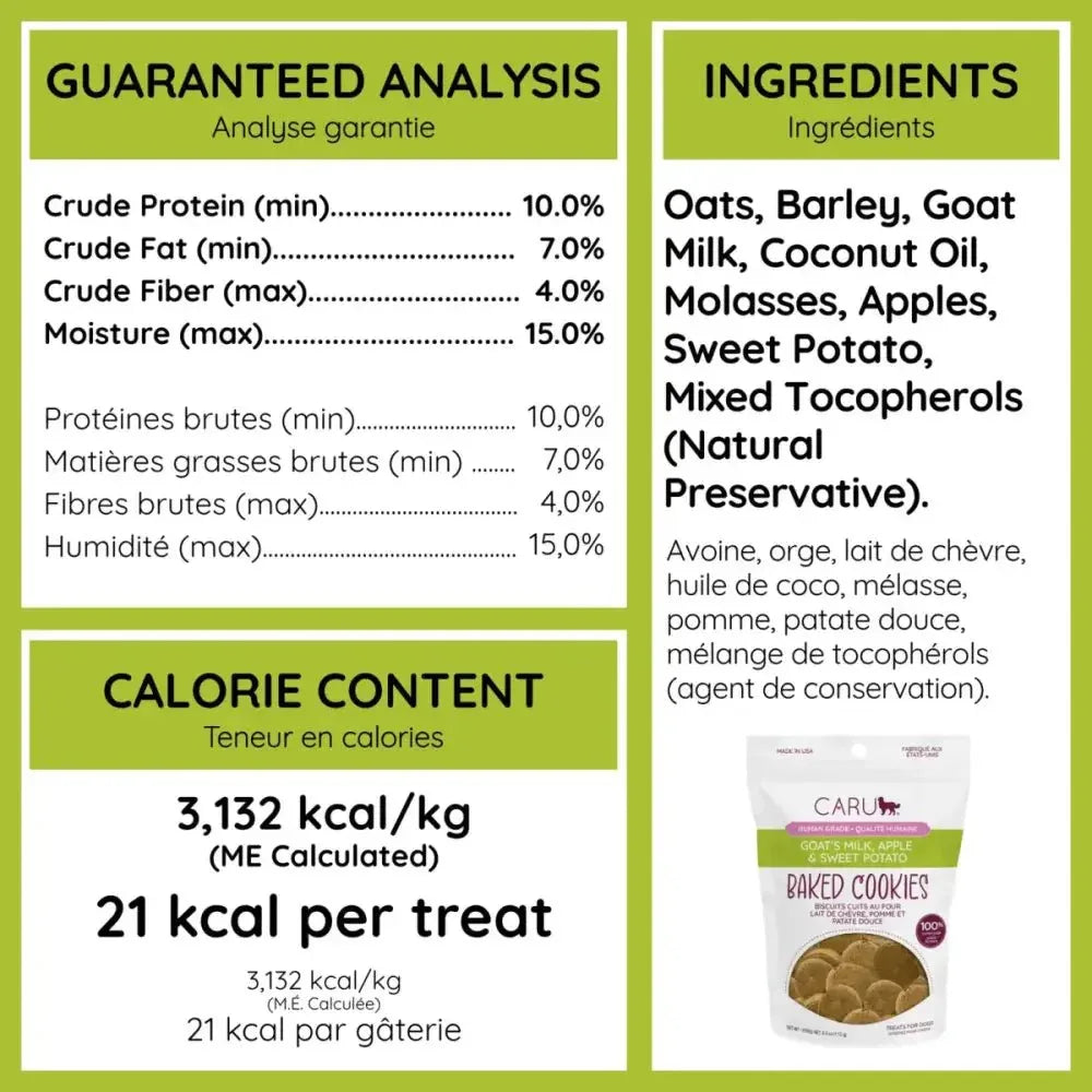 Caru Pet Food Goat's Milk Apple and Sweet Potato Dog Cookies 4 oz - Talis Us