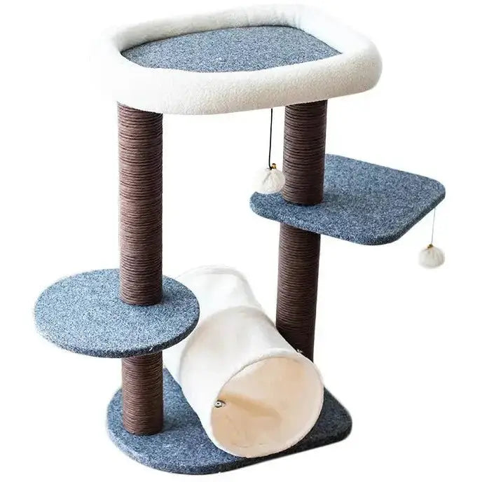 Catry, Lifted Cat Tree Cat Tower with Tunnel and Pom Poms - Talis Us