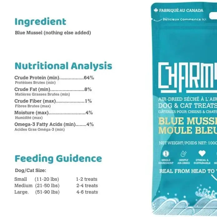 Charmy Pet Blue Mussel Dog Treats 3.8 oz - Talis Us