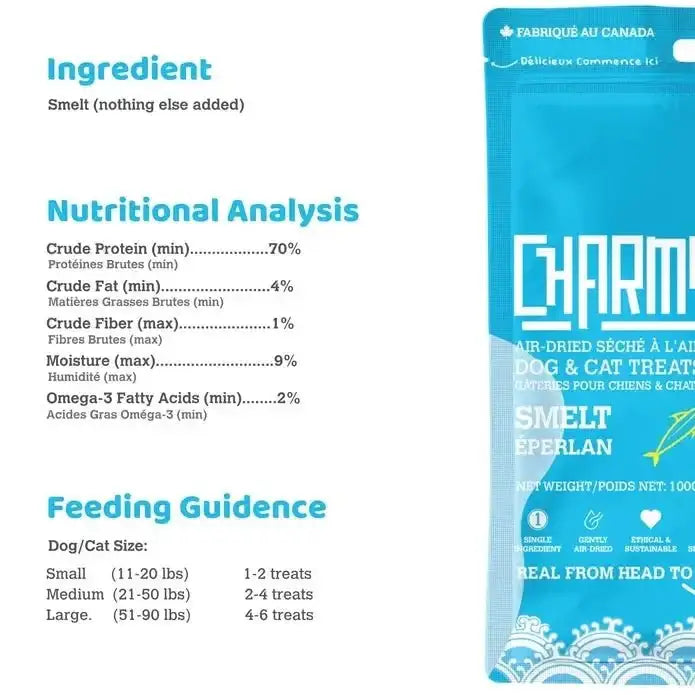 Charmy Pet Lake Smelt Dog Treats 3.8 oz - Talis Us