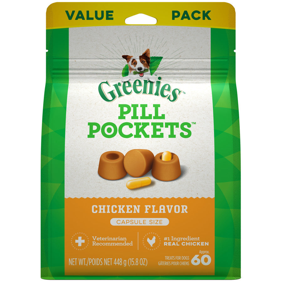 Greenies Pill Pockets for Dogs - Chicken Flavor Treats That Make Meds Easy