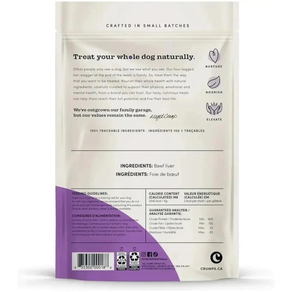 Crumps' Naturals Beef Liver Bites Grain - Free Freeze - Dried Dog Treats - Talis Us