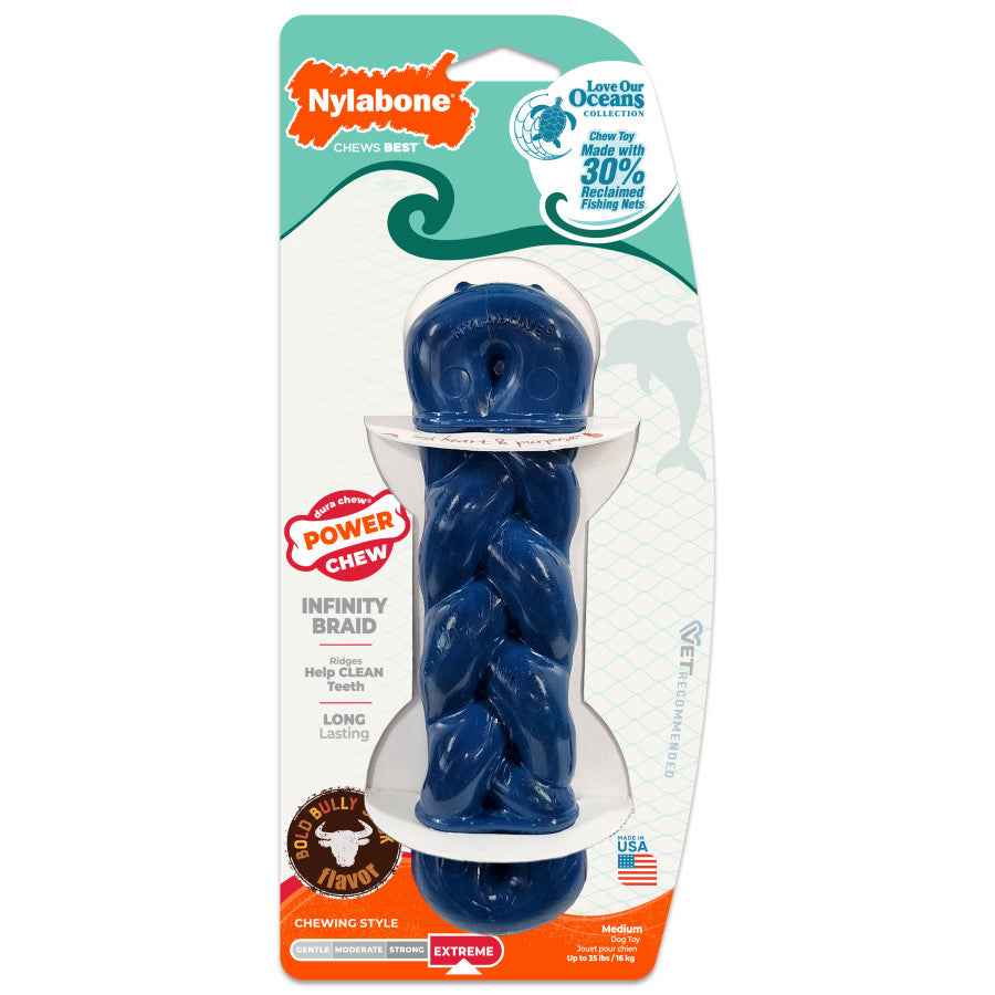 Nylabone Power Chew Love Our Oceans Infinity Braid Bone Dog Chew Toy