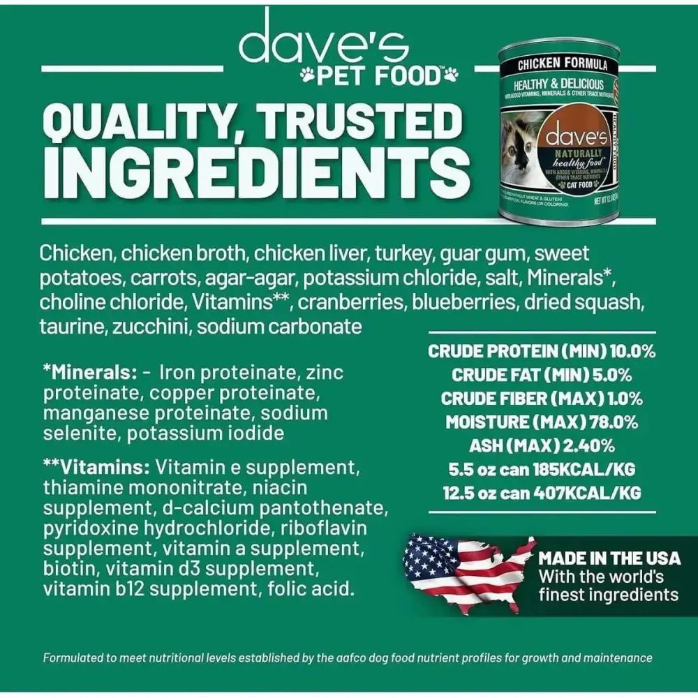 Dave's Pet Food Naturally Healthy Chicken Dinner Grain - Free Wet Cat Food 22oz/ 12ct - Talis Us