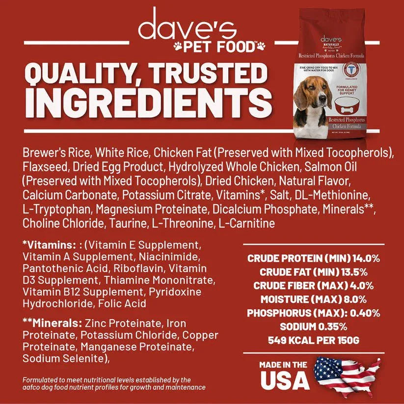 Dave's Pet Food Restricted Phosphorus Dog Food, 13oz - Talis Us