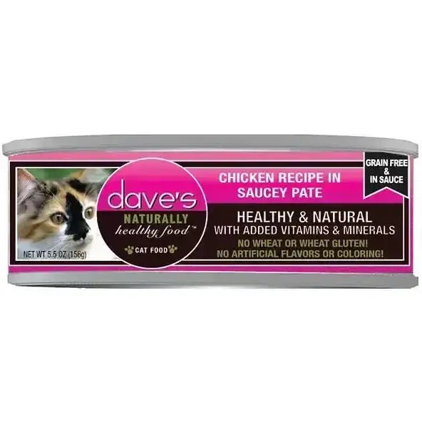 Dave's Pet Food Saucey Pate Grain Free Wet Cat Food 5.5oz can case of 24 - Talis Us