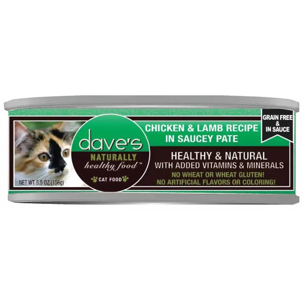 Dave's Pet Food Saucey Pate Grain Free Wet Cat Food 5.5oz can case of 24 - Talis Us