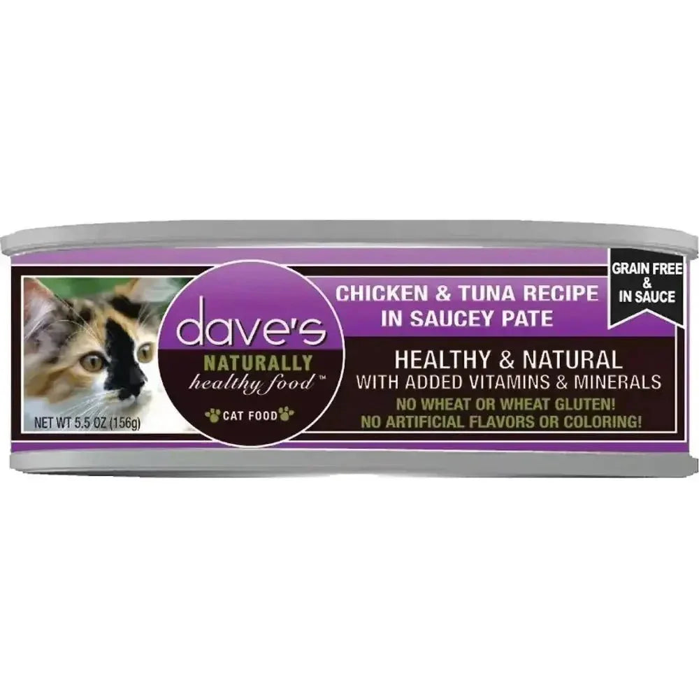 Dave's Pet Food Saucey Pate Grain Free Wet Cat Food 5.5oz can case of 24 - Talis Us