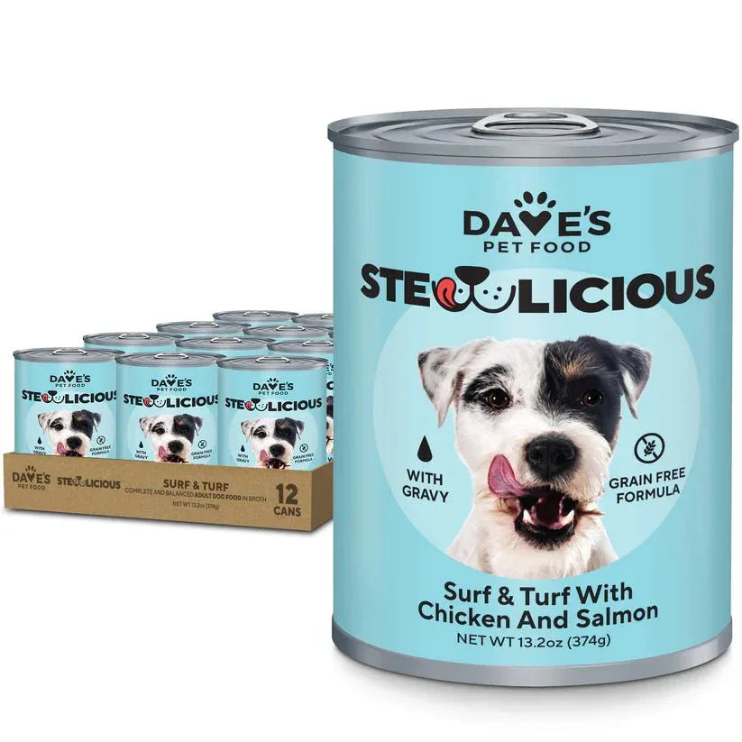 Dave's Pet Food Stewlicious Surf & Turf Chicken and Salmon Dog Food 12ea / 13.2 oz - Talis Us