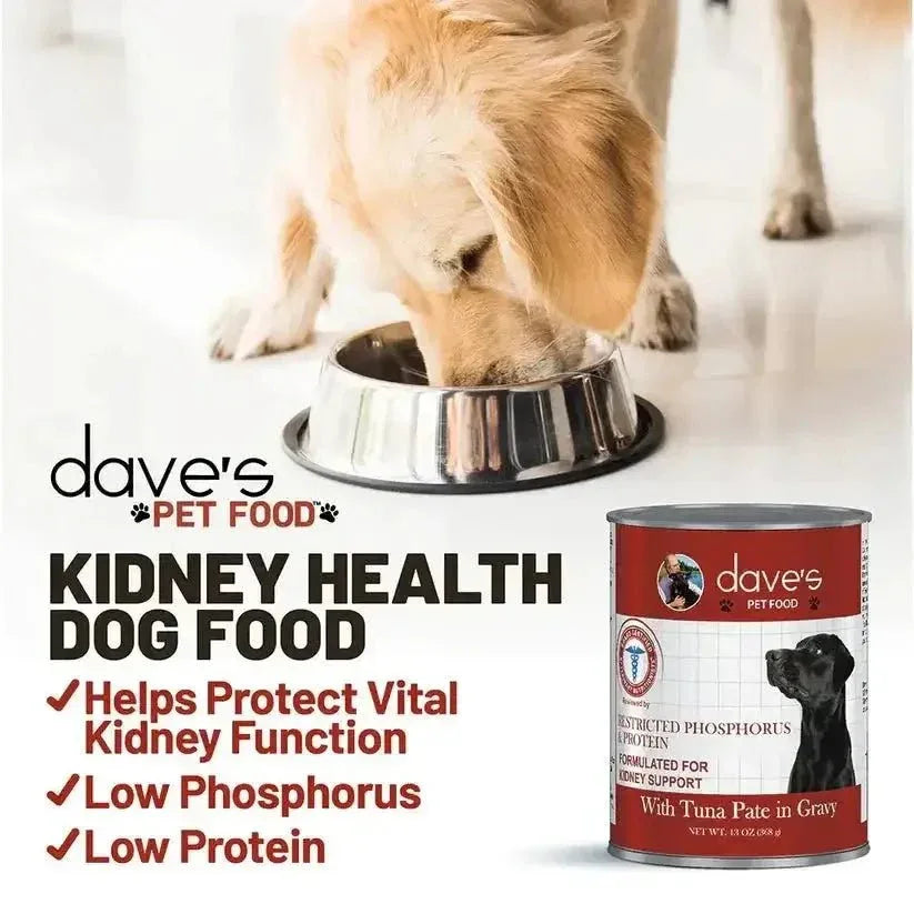 Dave's Pet Food Veterinarian Formulated Restricted Phosphorus & Protein Kidney Support, Tuna Pate in Gravy Wet Dog Food - Talis Us