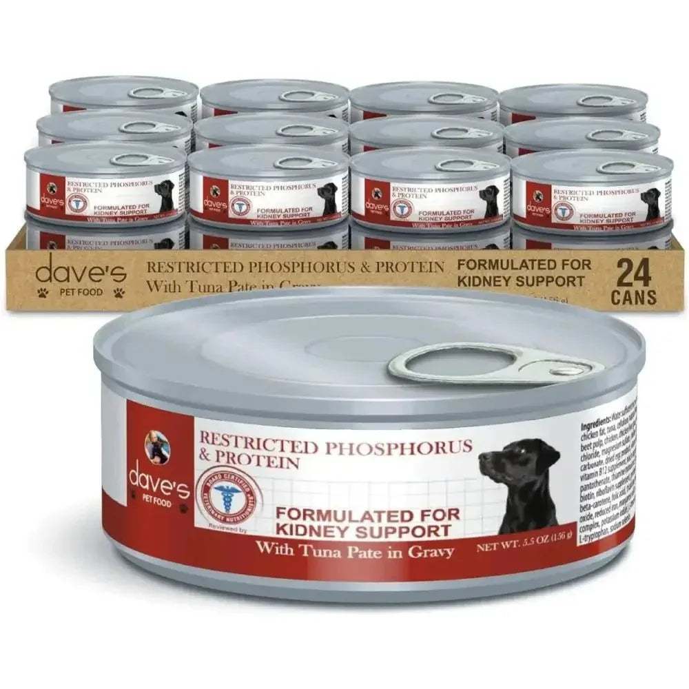 Dave's Pet Food Veterinarian Formulated Restricted Phosphorus & Protein Kidney Support, Tuna Pate in Gravy Wet Dog Food - Talis Us